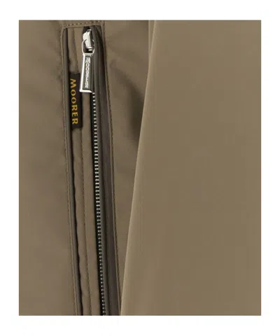 Moorer Polyester Manetti Jacket High Collar Design In Brown