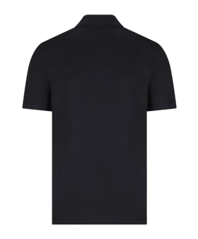 Givenchy Dark Blue Polo Shirt With Logo Embroidery Men In Black