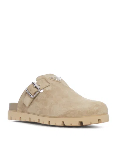 Prada Open-heel Sandals In Neutral