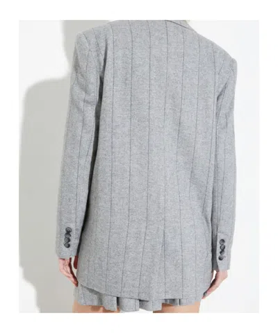 Maxco. Double-breasted Flannel Suit Jacket In Gray