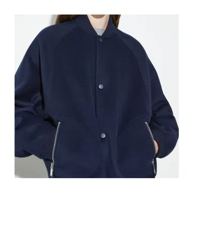 Maxco. Double-layer Wool Bomber Jacket In Blue