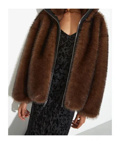 Maxco. Double-sided Plush Coat In Brown