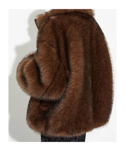 Maxco. Double-sided Plush Coat In Brown