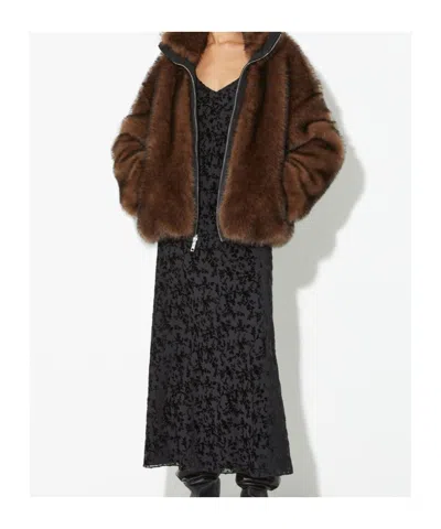 Maxco. Double-sided Plush Coat In Brown