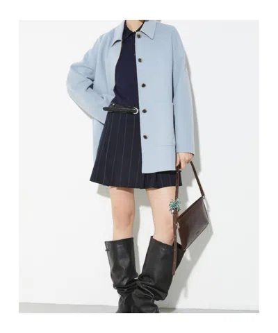 Maxco. Double-layer Wool Shirt Jacket In Blue