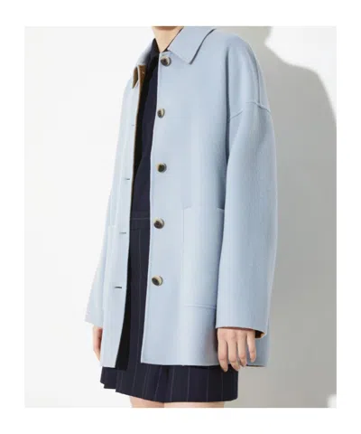 Maxco. Double-layer Wool Shirt Jacket In Blue