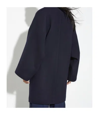 Maxco. Oversized Wool Blend Coat In Blue