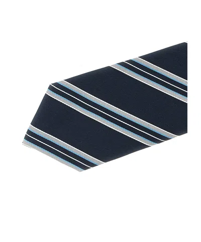 Brioni Silk Tie Narrow Shape Diagonal Stripe Pattern In Blue