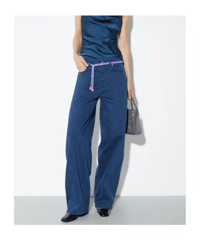 Maxco. Barrel Leg Drill Trousers In Blue