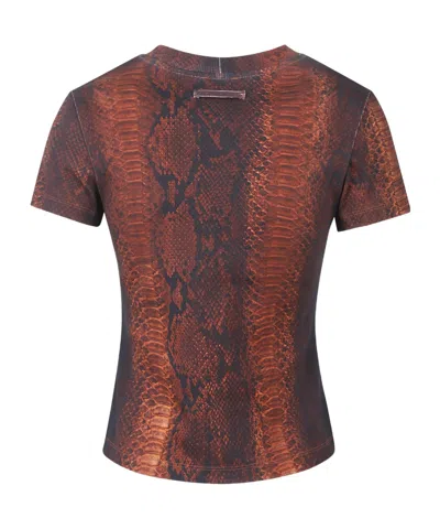 Jean Paul Gaultier Python-print Crew-neck T-shirt In Multi
