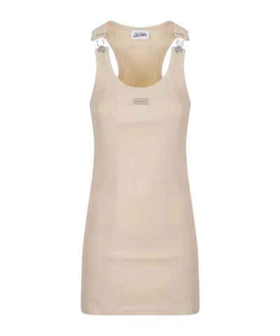 Jean Paul Gaultier Womens Nude Ribbed Sleeveless Cotton-jersey Mini Dress In Brown