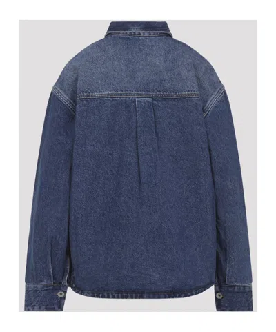 Studio Nicholson Patch Pocket Long Sleeve Collared Shirt In Blue