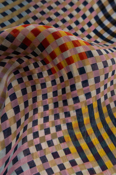 Moschino Checkered Pattern Silk Scarf In Multi