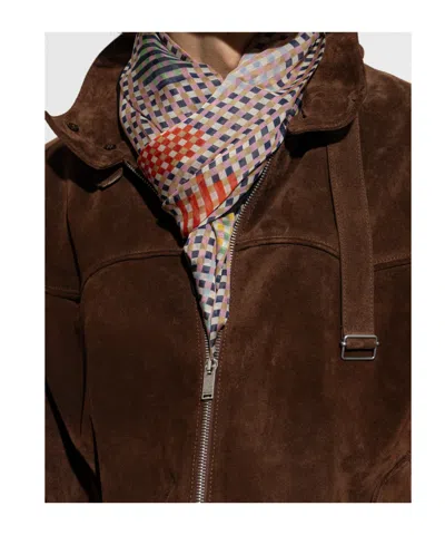 Moschino Checkered Pattern Silk Scarf In Multi