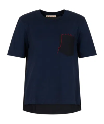 Marni Asymmetric Crewneck T-shirt In Black
