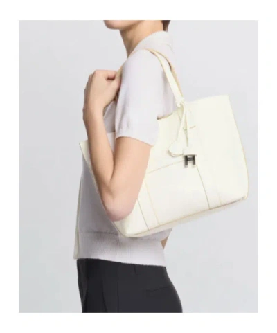 Hogan Script Shopping Tote Bag Top Handles Strap In Neutral