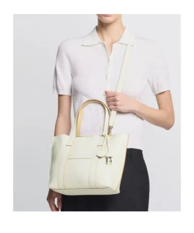 Hogan Script Shopping Tote Bag Top Handles Strap In Neutral