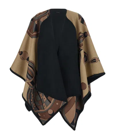 Ferragamo Geometric-print Cape In Blue