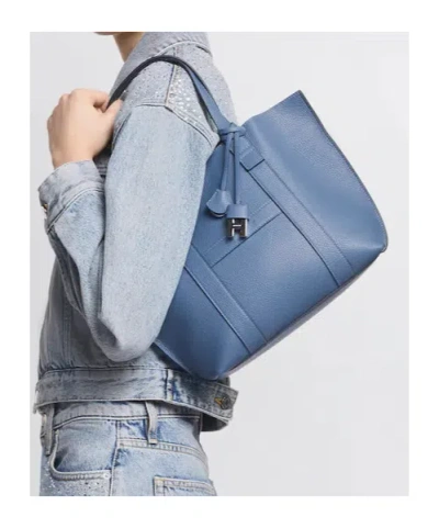 Hogan Script Shopping Bag Small In Blue