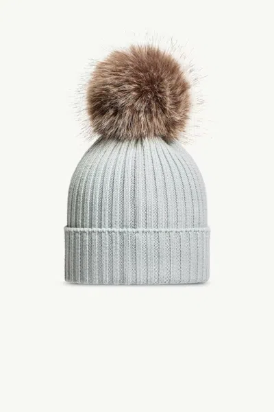 Moncler Wool Beanie With Pom Pom In Gray