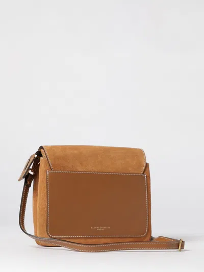 Gianni Chiarini Rectangular Suede Leather Shoulder Bag In Brown