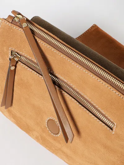 Gianni Chiarini Rectangular Suede Leather Shoulder Bag In Brown