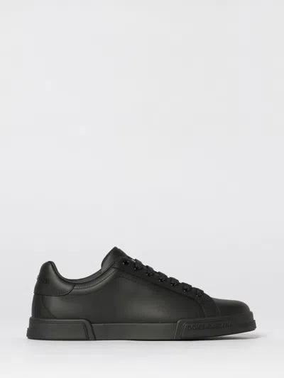 Dolce & Gabbana Portofino Light Sneaker In Calfskin For Men In Black