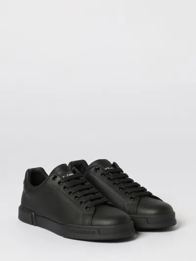 Dolce & Gabbana Portofino Light Sneaker In Calfskin For Men In Black