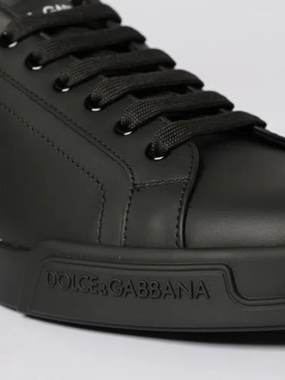 Dolce & Gabbana Portofino Light Sneaker In Calfskin For Men In Black