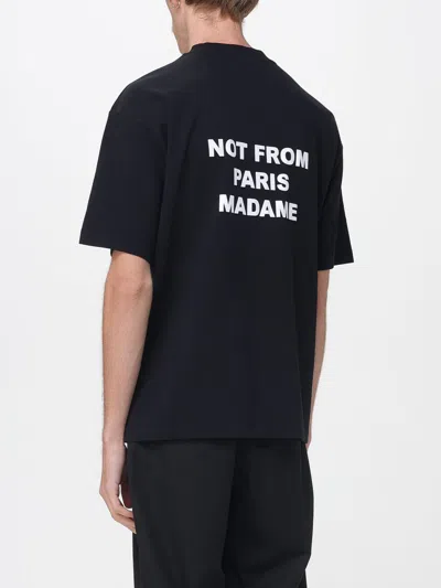 Drôle De Monsieur Blue Crewneck T-shirt With Slogan Print On The Front And Back In Cotton Man In Black