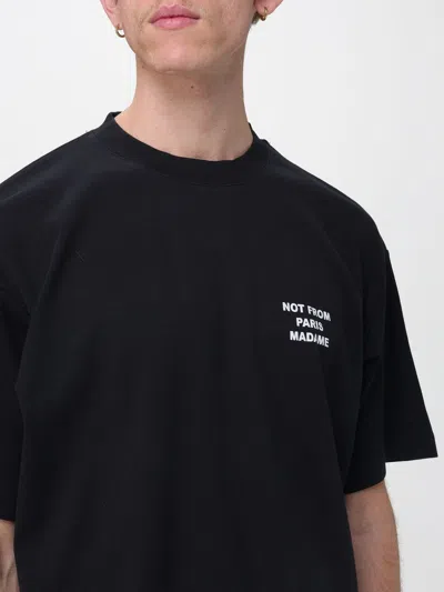 Drôle De Monsieur Blue Crewneck T-shirt With Slogan Print On The Front And Back In Cotton Man In Black