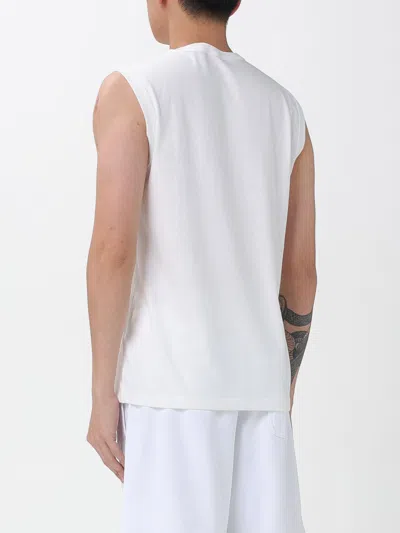 Diesel T-bisco-iod White Sleeveless Top With Logo Detail On The Front In Cotton Man