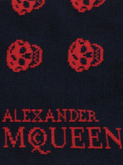 Shop Alexander Mcqueen Short Skull Socks In Midnight Blue/red