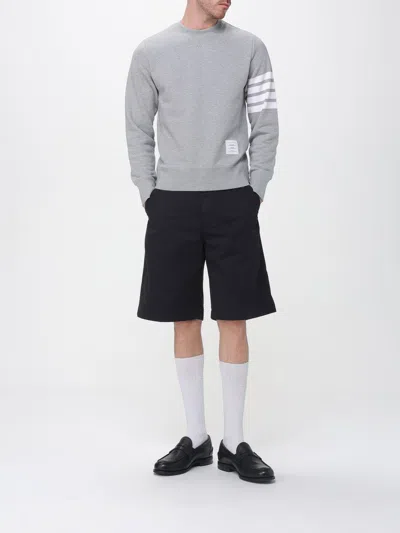 Thom Browne Classic Sweatshirt In Classic Loopback With Engineered 4 Bar In Gray
