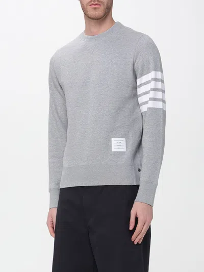 Thom Browne Classic Sweatshirt In Classic Loopback With Engineered 4 Bar In Gray
