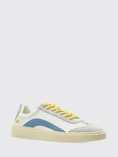 Dsquared2 Sneakers Contrast Panel Flat Sole Round Toe In White