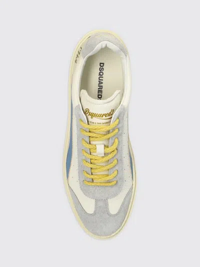 Dsquared2 Sneakers Contrast Panel Flat Sole Round Toe In White