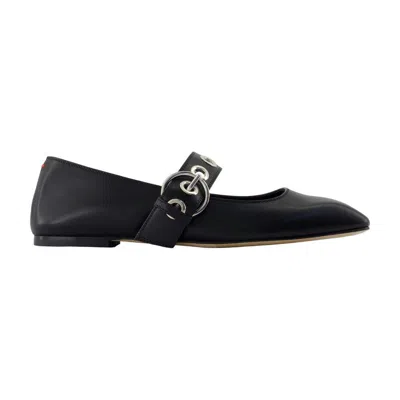 Aeyde Uma Eyelet-embellished Leather Mary Jane Ballet Flats In Black
