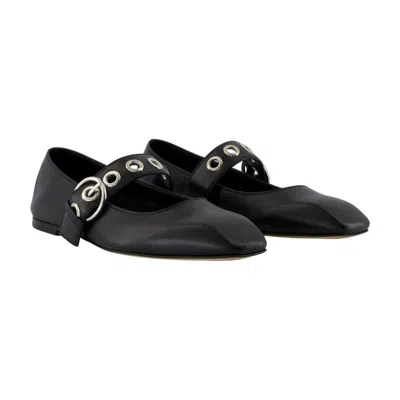 Aeyde Uma Eyelet-embellished Leather Mary Jane Ballet Flats In Black