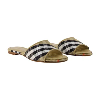 Burberry Sloane Slides Check Pattern Flat Sole Open Toe In Multi