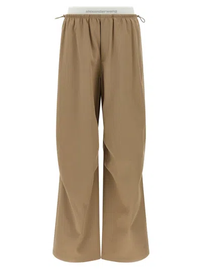Alexander Wang Double Layer Waist Trousers Pants Beige In Brown