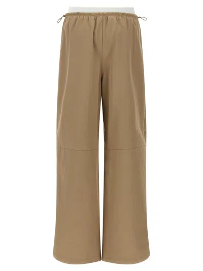 Alexander Wang Double Layer Waist Trousers Pants Beige In Brown