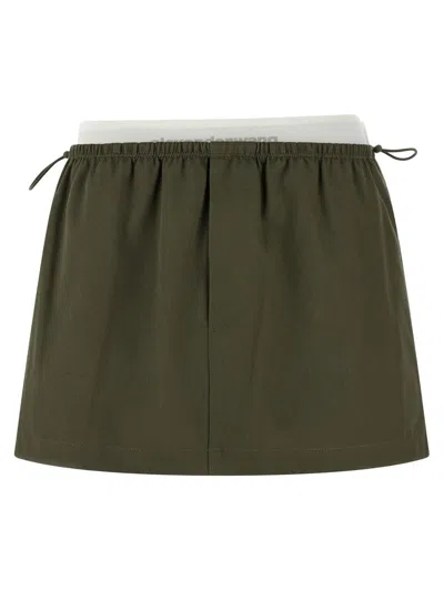 Alexander Wang Layered Waist Mini Skirt Short Length In Green