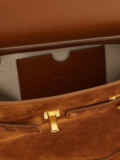 Balmain Medium Handle Bag Adjustable Strap Hardware In Brown