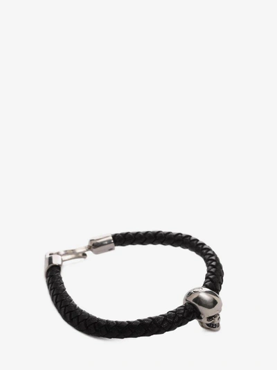 Shop Alexander Mcqueen Skull Leather Bracelet