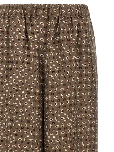 Max Mara Vischio Printed Silk Satin Wide-leg Pants In Brown