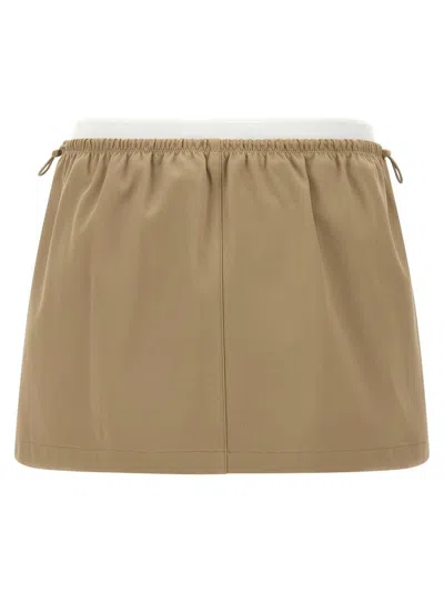 Alexander Wang Double Layer Waist Skirt Skirts Beige In Brown