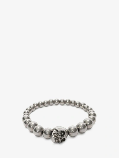 Alexander Mcqueen Skull Multibeaded Bracelet In Silver