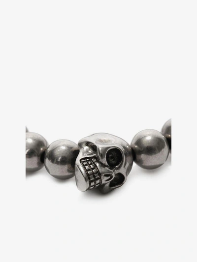 Shop Alexander Mcqueen Skull Multibeaded Bracelet In Silver