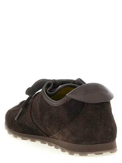 Jacquemus The Tennis Leather-trimmed Suede Sneakers In Brown